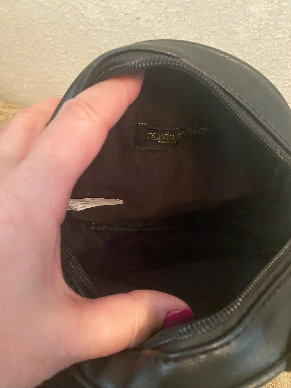 Olivia Miller Black Glitter Bear Crossbody Bag with White Snout NWT